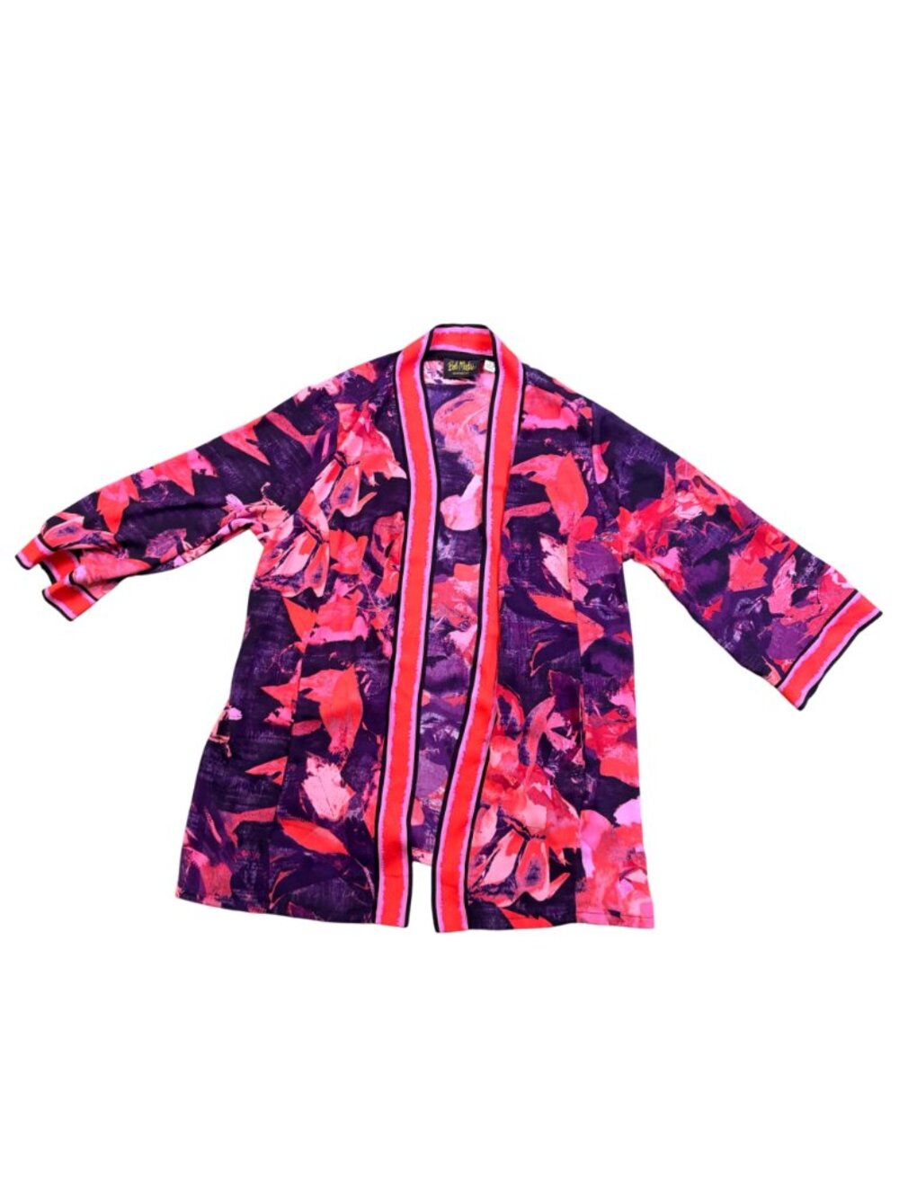 Bob Mackie Womens Multicolor Floral Kimono Jacket  Vibrant Pattern Size L image 2